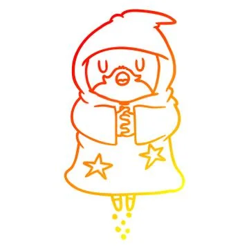 Warm gradient line drawing floating wizard Ilustração Stock