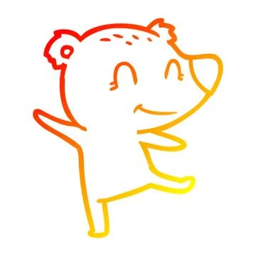 Warm gradient line drawing friendly bear dancing Stock Illustration