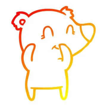 Warm gradient line drawing giggling polar bear cartoon Stock Illustration