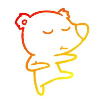 Warm gradient line drawing happy cartoon bear dancing Stock Illustration