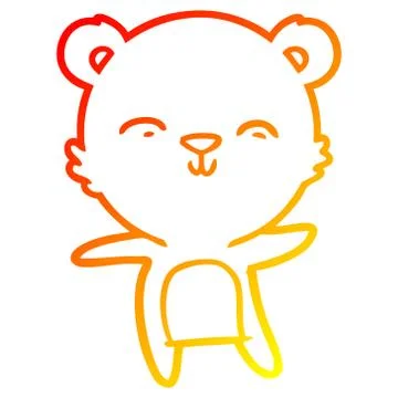 Warm gradient line drawing happy cartoon polar bear dancing Stock Illustration