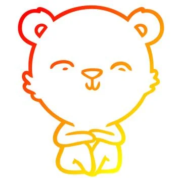 Warm gradient line drawing happy cartoon bear sitting イラスト素材