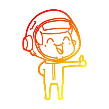 Warm gradient line drawing happy cartoon astronaut Illustrazione stock