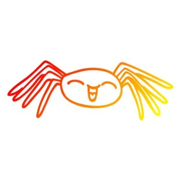 Warm gradient line drawing happy cartoon spider Illustrazione stock