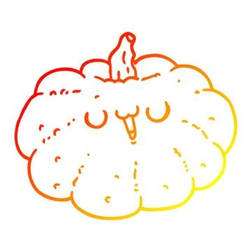 Warm gradient line drawing happy cartoon pumpkin Illustrazione stock