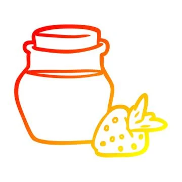 Warm gradient line drawing jar of strawberry jam Stock Illustration