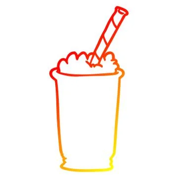 Warm gradient line drawing milkshake Stock Illustration