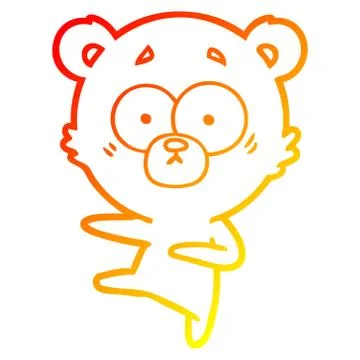 Warm gradient line drawing nervous dancing bear cartoon Illustrazione stock