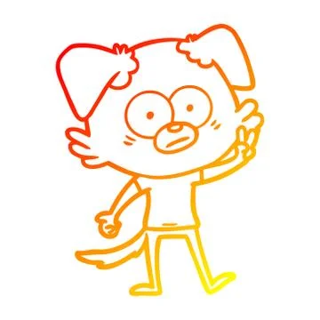 Warm gradient line drawing nervous dog in t shirt イラスト素材