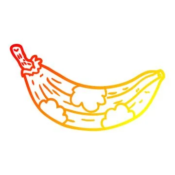 Warm gradient line drawing old banana going brown Stock-Illustration