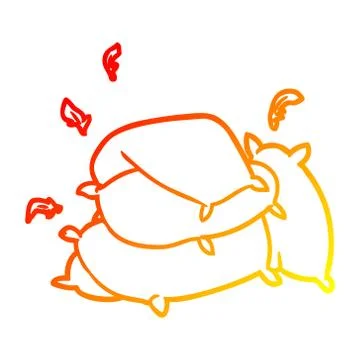 Warm gradient line drawing pile of pillows Stock Illustration