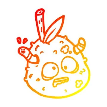 Warm gradient line drawing rotting old pear with worm Stock-Illustration