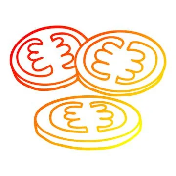 Warm gradient line drawing sliced tomatoes cartoon Stockillustratie