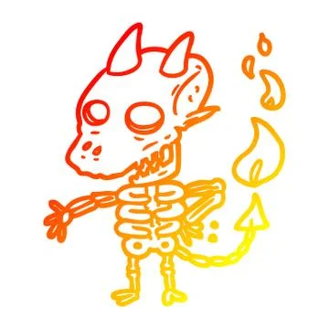 Warm gradient line drawing spooky skeleton demon Stock-Illustration