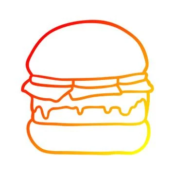 Warm gradient line drawing stacked burger Illustrazione stock