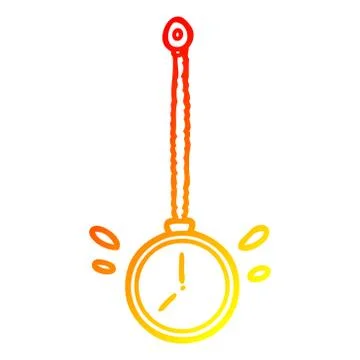 Warm gradient line drawing swinging gold hypnotist watch Stock Illustration