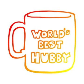 Warm gradient line drawing worlds best hubby mug Stock Illustration