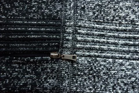 Warm gray light dark gradient woolen sweater pocket lock zipper wool close-up 스톡 사진
