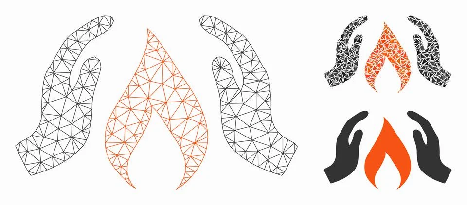 Warm up Hands Vector Mesh 2D Model and Triangle Mosaic Icon Ilustração Stock