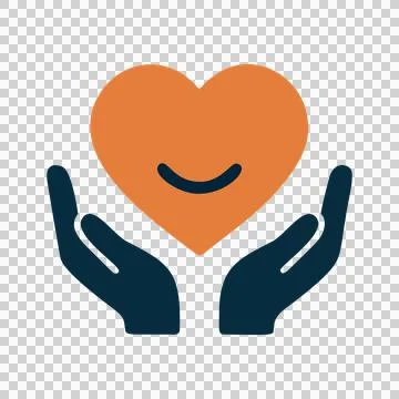 Warm Heart Held Gently in Caring Hands Silhouette Icon Representing Love and Sup Stock Illustration