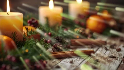 Warm Holiday Table Decoration Video stock 322172880