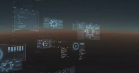 Warm horizon band causing HTML overlay panels fading sliding drifting Stock Footage 317118946