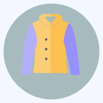 Warm Jacket Icon in trendy flat style isolated on soft blue background 스톡 일러스트