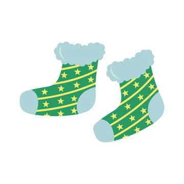 Warm knitted socks with stars pattern Stock Illustration