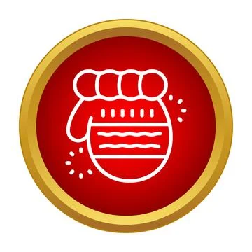 Warm knitted winter mitten icon in red circle Stock Illustration