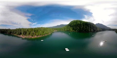 Warm lakes on the banks of the Snezhnaya River (flight over the lake) Stock Footage