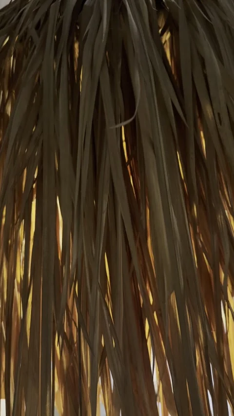 Warm Lamp Light Through Swaying Dried Palm Leaves Vertical Background Stock Footage 339462144