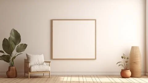 Warm Light Poster Frame Mockup Interior Scene Stock Illustration