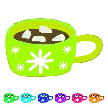 Warm marshmallow cup vector cartoon graphic Stock Illustration