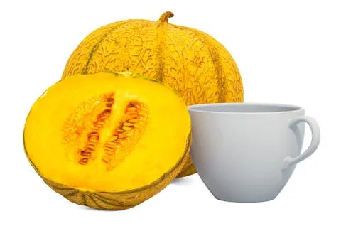 Warm melon drink with fresh melon, 3D rendering Stock Illustration