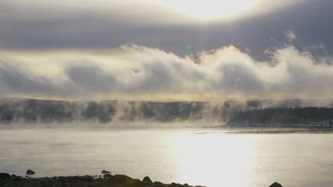 Warm mist rising off the sea Video stock 166757626