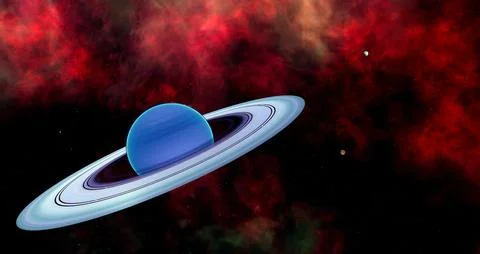Warm Neptune Planet with Moons Stock Illustration