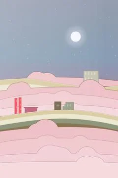 Warm neutral palette soft cloud city dreamscape with layered bottom clouds and c 스톡 일러스트