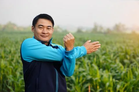 Warm up before or cool down after exercise Stock Photos
