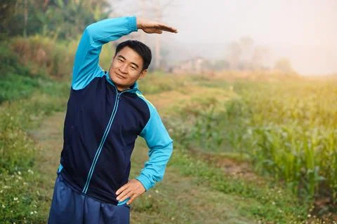 Warm up before or cool down after exercise. Stock Photos