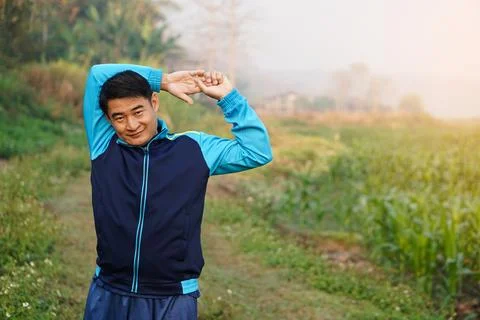 Warm up before or cool down after exercise. Stock Photos