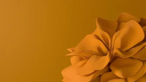 Warm orange 3d background showcasing an abstract stylized flower bloom. Stock Illustration