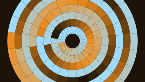 Warm Orange and Blue Mechanical Donut Concentric Ring Animation Stock Footage 341609121