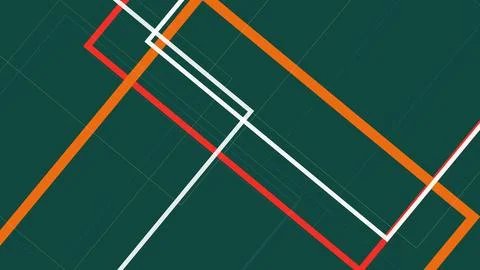 Warm orange and red pathways intersect over a muted teal field, creating a .. Ilustração Stock