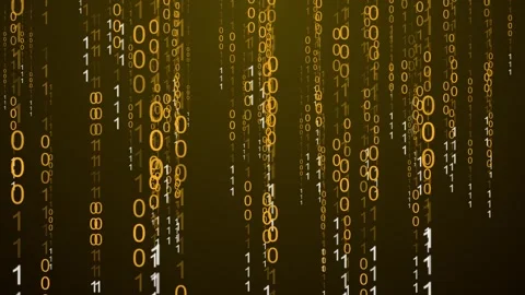 Warm Orange Binary Code Digital Data Rain Background Stock Footage 320028664