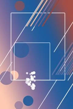 Warm orange-blue abstract composition with overlapping square outlines, dia.. Stock Illustration