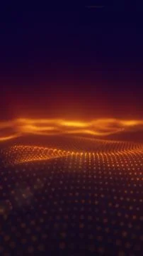 Warm orange dotted wave field with soft bokeh and depth, abstract technolog.. Stock Illustration