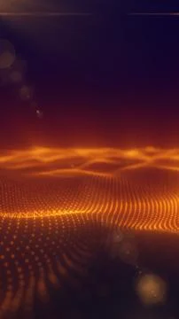 Warm orange dotted wave field with soft bokeh and depth, abstract technolog.. Stock Illustration