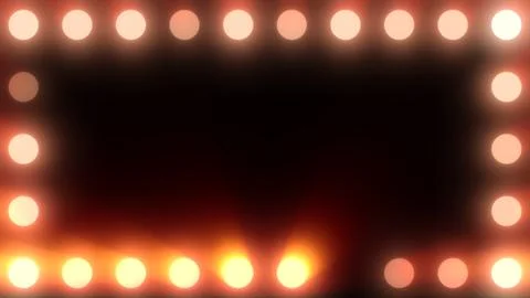Warm orange marquee light frame with glowing bulbs, soft spotlights, and da.. Stockillustratie