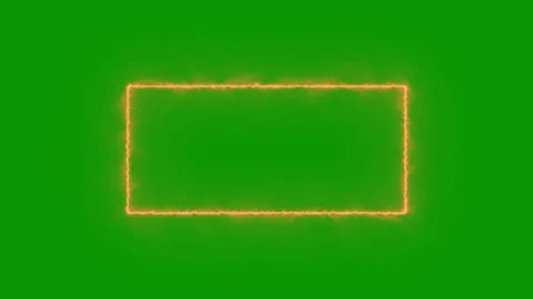 Warm orange neon glowing rectangle border lines on solid green screen Видео 346824442