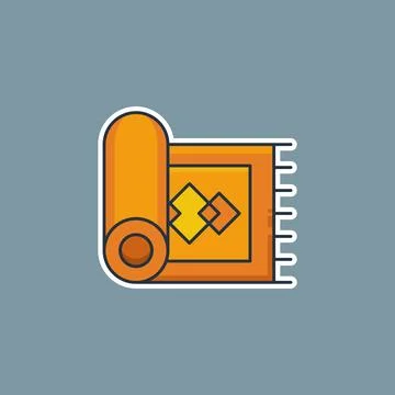 Warm orange rug roll with geometric pattern Stock Illustration